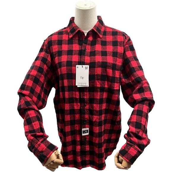 Denim & Flower Tops - NWT denim & flower red blue button down flannel cotton western plaid long sleeve